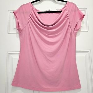 Dressbarn Size Large Pink Cowl Neck Short Sleeve Shirt